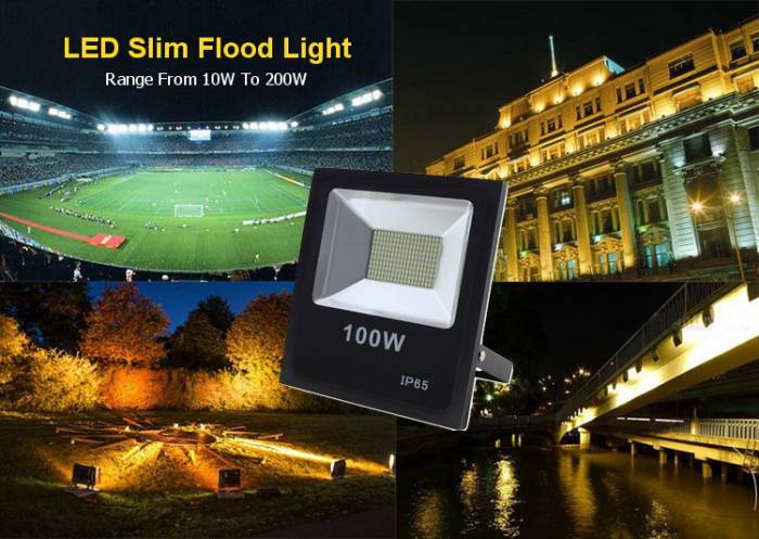 โคมไฟ LED Slim Flood Light Eco Series 100w
